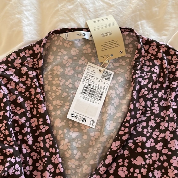 Long Sleeve Printed Wrap Dress - MANGO - Size XXS, NWT - Picture 2 of 3